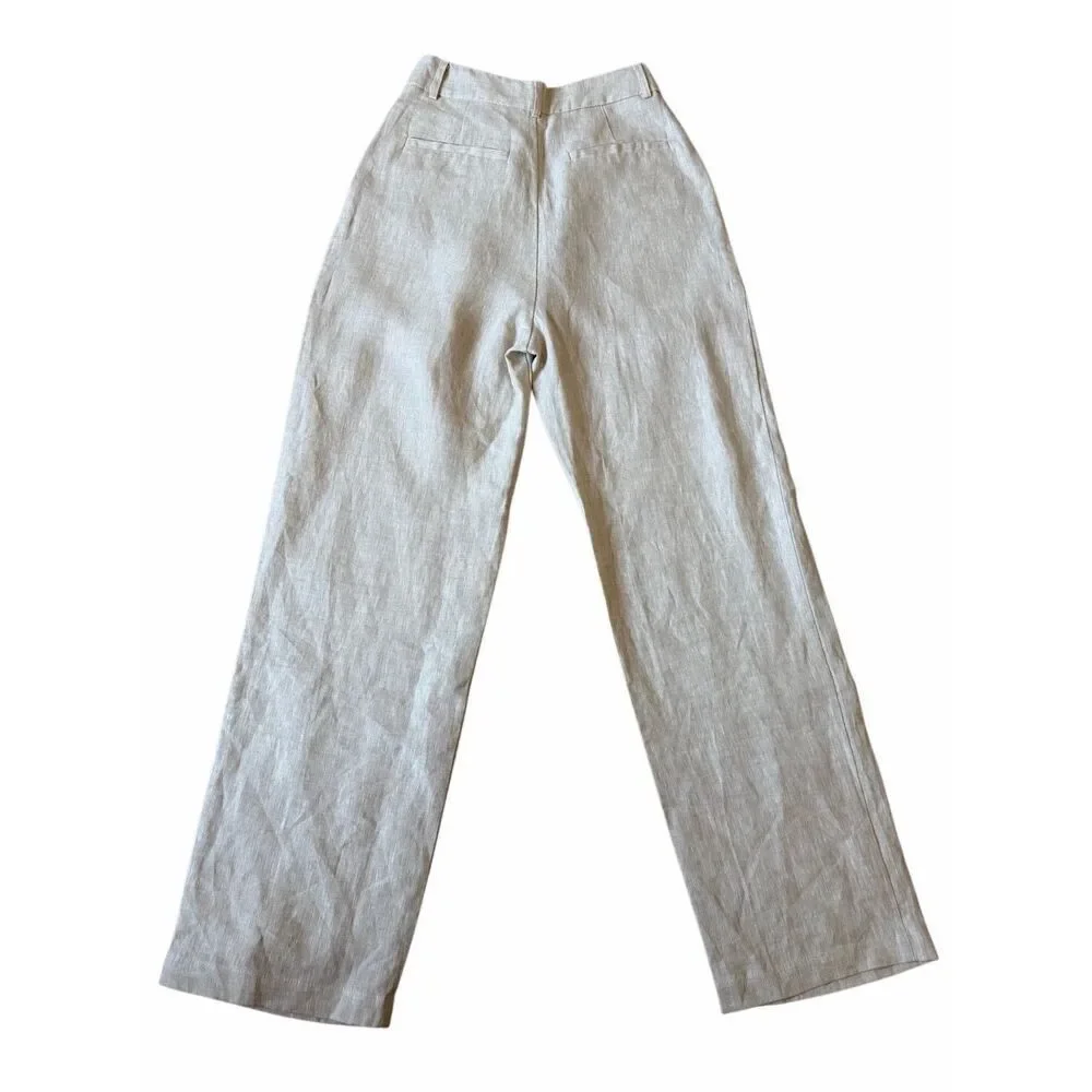 NEW Reformation Vesta Pants Oatmeal Cream Linen 2 Petite 29”